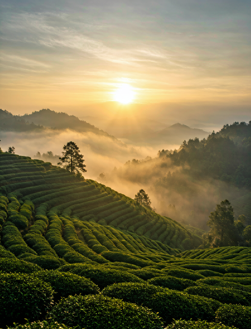Tea plantation terraces for matcha sourcing